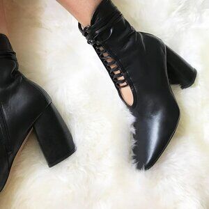Daniella Shevel BellaDonna Black Nappa Leather Lace Up Booties